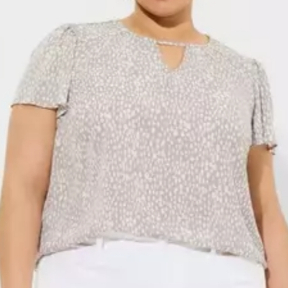 Torrid Harper Flutter Sleeve Blouse In Watercolor Raindrops Formal Grey Size 2X